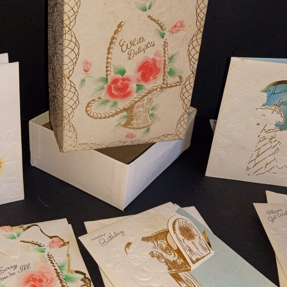 Lot '40s/'50s Era Assorted Greeting Cards-Never Used-67 Pieces + Boxes - Picture 5 of 15